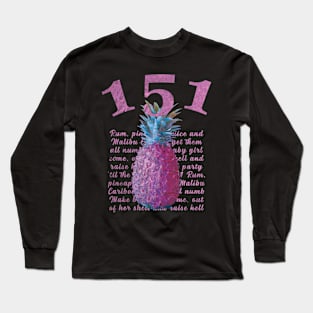 Pink Pineapple Vintage Retro Text Typographic Design Long Sleeve T-Shirt